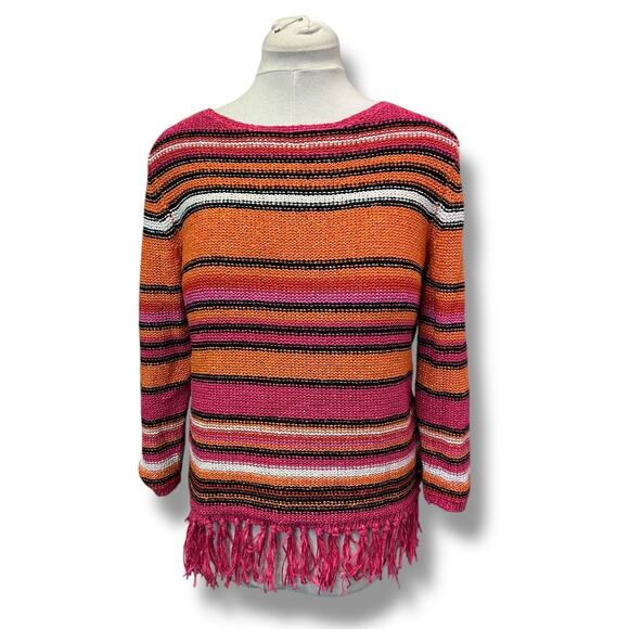 Ruby Rd. Favorites Women’s Open Weave Pullover Sweater with Fringe, size M - Picture 1 of 8